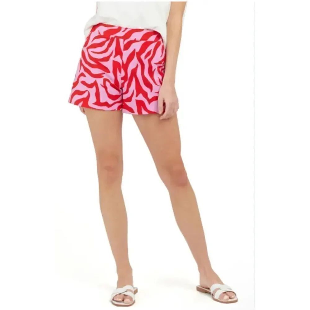 Spanx on the go print 4” pull on short red zebra stripe L